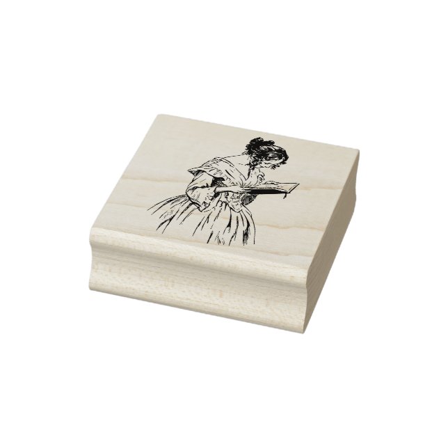 Victorian Lady Reading Rubber Stamp (Stamp)