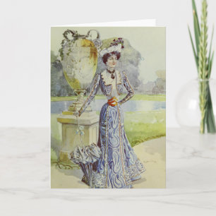 Victorian Lady–Vintage French Fashion – Aqua D Holiday Card