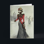 Victorian Lady–Vintage French Fashion –Black Dress Holiday Card<br><div class="desc">Beautiful vintage fashion art. Perfect for any Victorian art fan.</div>