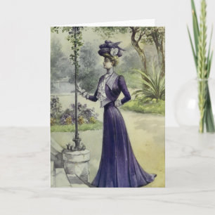 Victorian Lady–Vintage French Fashion–Violet D Holiday Card