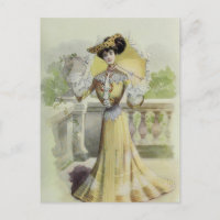 Victorian Lady–Vintage French Fashion-Yellow Dress