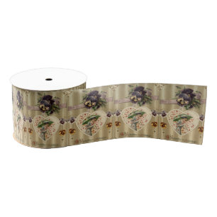 Victorian Lady Vintage Valentine Ribbon Grosgrain Ribbon