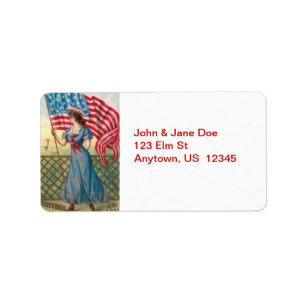 Victorian Lady with Flag Vintage Address Labels