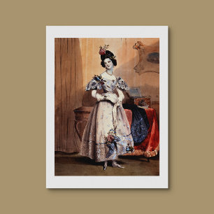 Victorian Lady with Floral Embellishments - Elegan Poster