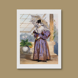 Victorian Lady with Parasol - Elegant Garden Art P Poster