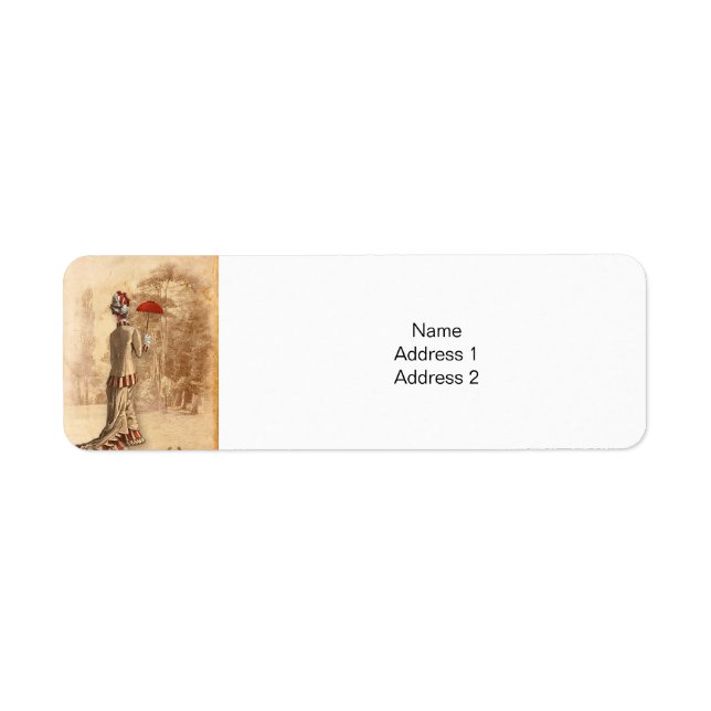 Victorian Lady with Red Umbrella Sepia Background  (Front)