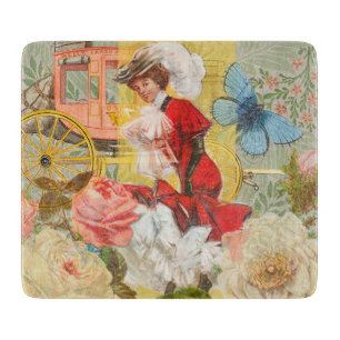 Victorian Lady Woman Elegant Rich Red Illustration Cutting Board