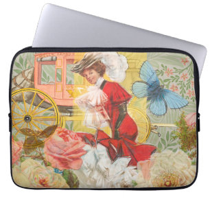 Victorian Lady Woman Elegant Rich Red Illustration Laptop Sleeve