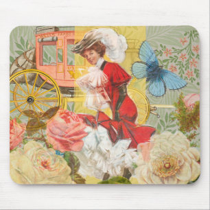 Victorian Lady Woman Elegant Rich Red Illustration Mouse Mat