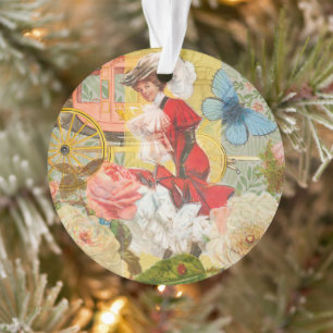 Victorian Lady Woman Elegant Rich Red Illustration Ornament