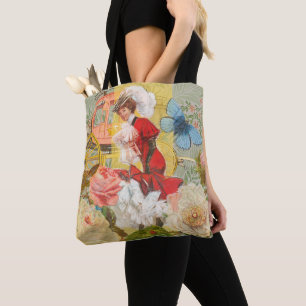 Victorian Lady Woman Elegant Rich Red Illustration Tote Bag