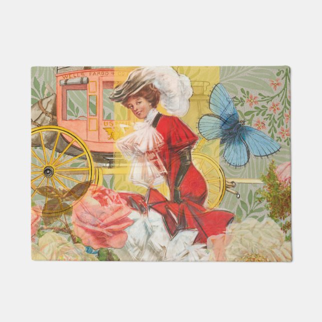 Victorian Lady Woman Fun Carriage Doormat (Front)