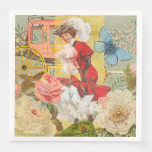 Victorian Lady Woman Fun Carriage Napkin