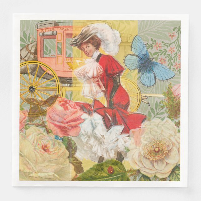 Victorian Lady Woman Fun Carriage Napkin (Front)