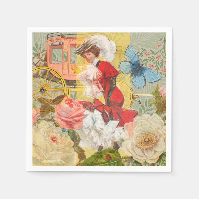 Victorian Lady Woman Fun Carriage Napkin (Front)
