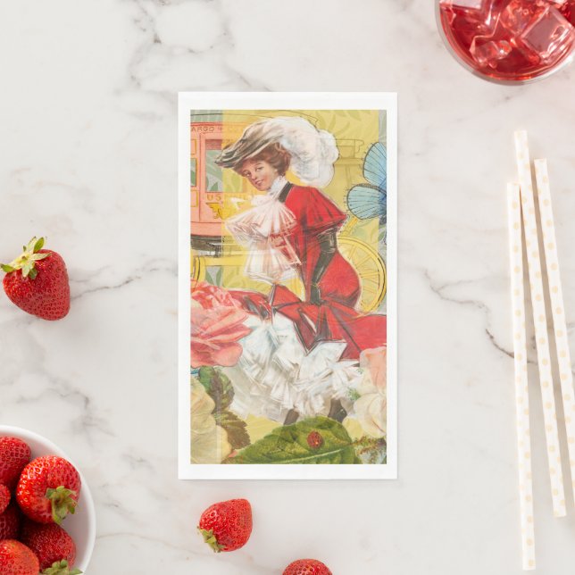 Victorian Lady Woman Fun Carriage Napkin (Insitu)