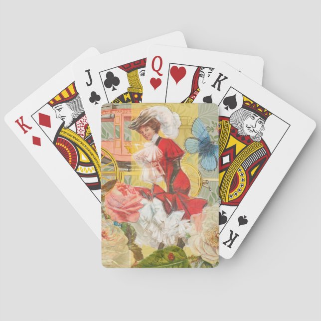 Victorian Lady Woman Fun Carriage Playing Cards (Back)