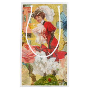 Victorian Lady Woman Fun Carriage Small Gift Bag