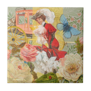 Victorian Lady Woman Fun Carriage Tile