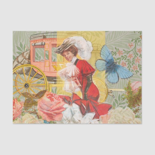 Victorian Lady Woman Fun Carriage Tissue Paper (Front)