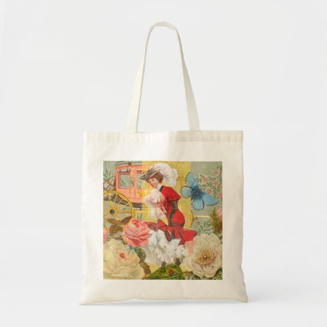 Victorian Lady Woman Fun Carriage Tote Bag (Front)