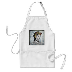 Victorian Lady Woman Pansies on Tapestry Standard Apron