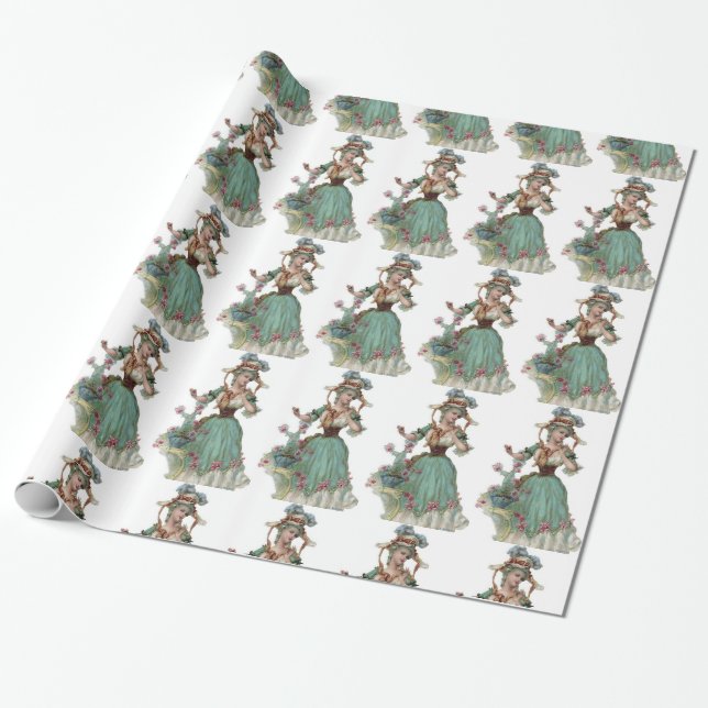 Victorian Lady Wrapping Paper (Unrolled)