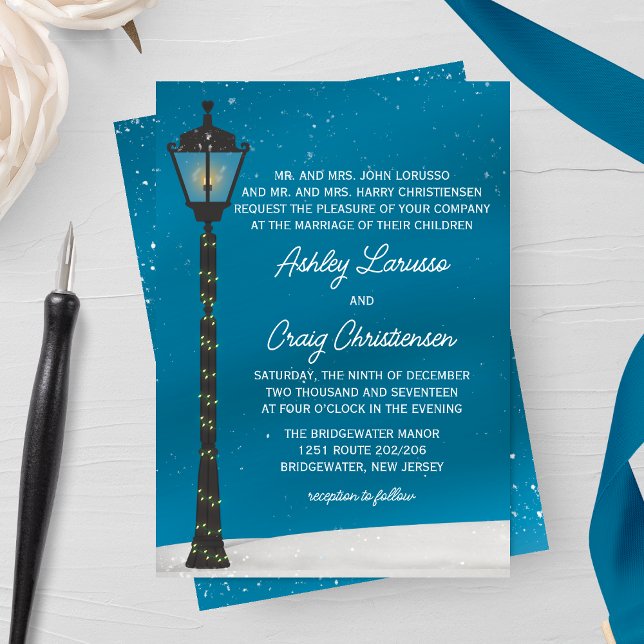 Victorian Lamp Post Winter Wedding Invitation (Creator Uploaded)