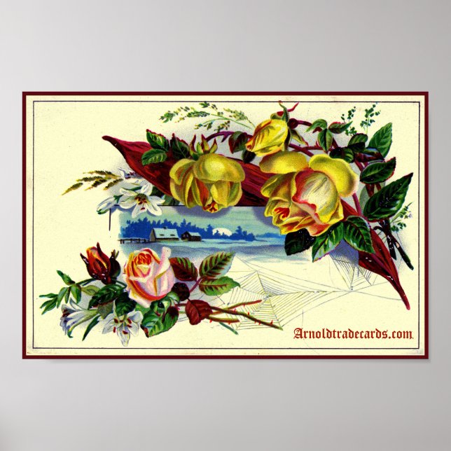 Victorian landscape with roses poster (Front)