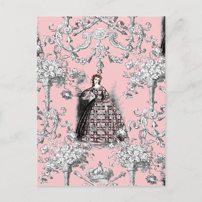 Victorian Lass on Dauphine Pink Postcard (Front)