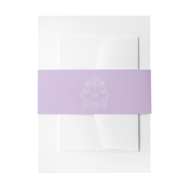 Victorian Lavender Crest Monogram Wedding Invitation Belly Band (Front Example)