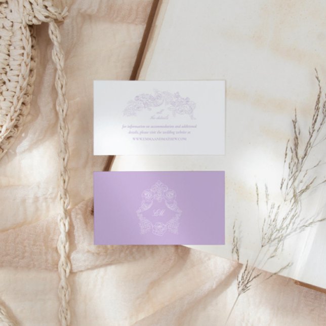 Victorian Lavender Crest Wedding Website Enclosure Card (Creator Uploaded)
