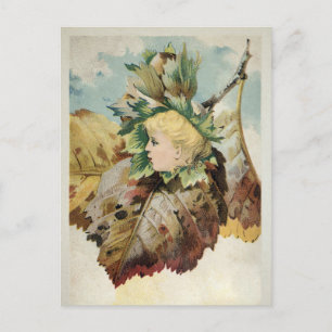 Victorian Leaf Child Postcard
