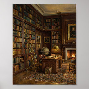 Victorian Library Chesterfield Nook I Poster