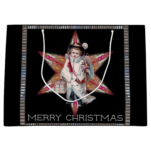 Victorian Little Christmas Angel  Large Gift Bag (Front)