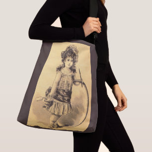 Victorian little girl print crossbody bag