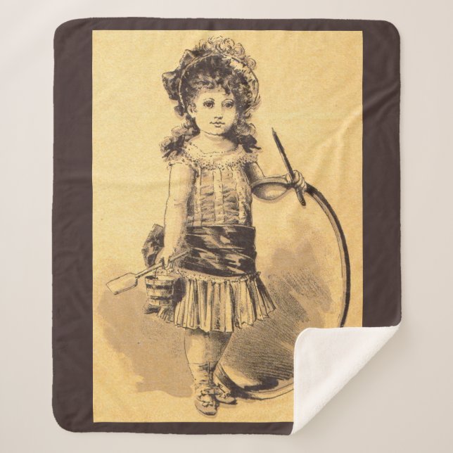  Victorian little girl print Sherpa Blanket (Front)