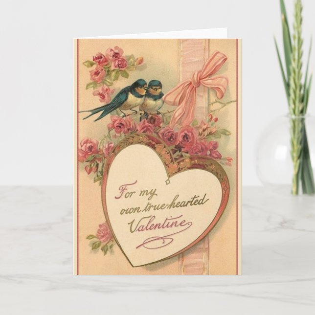 Victorian Love Birds Valentine's Day Card (Front)