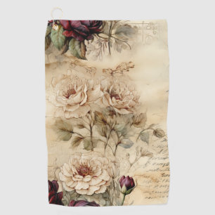 Victorian Love Letter Floral Parchment Golf Towel