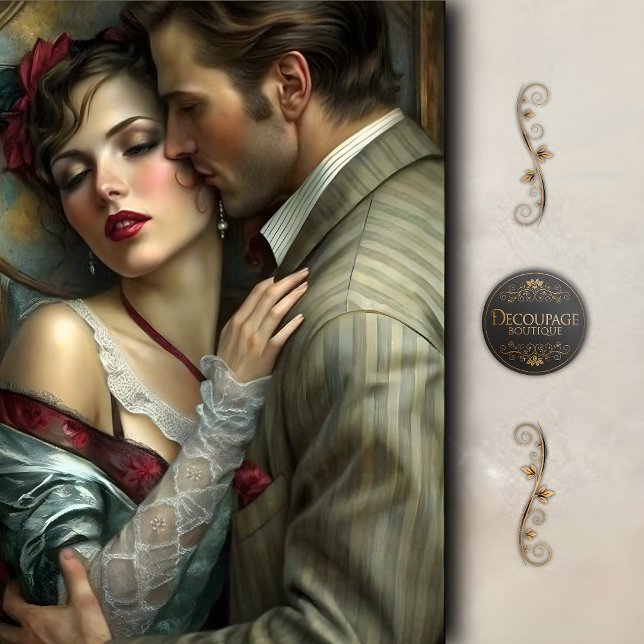 Victorian Lovers Intimate Embrace Decoupage Tissue Paper (Victorian Lovers Intimate Embrace Decoupage Tissue Paper)