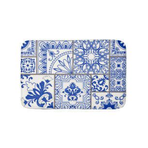 Victorian Majolica: Patchwork Tile Pattern. Bath Mat