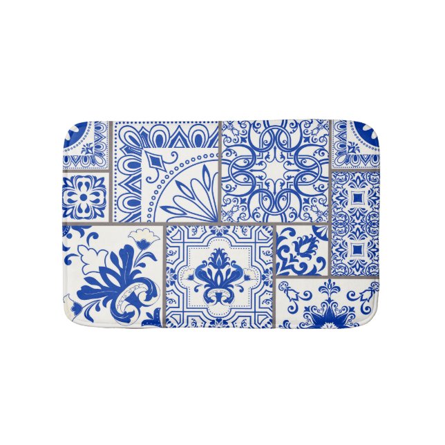 Victorian Majolica: Patchwork Tile Pattern. Bath Mat (Front)
