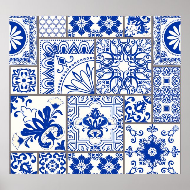 Victorian Majolica: Patchwork Tile Pattern. Poster (Front)