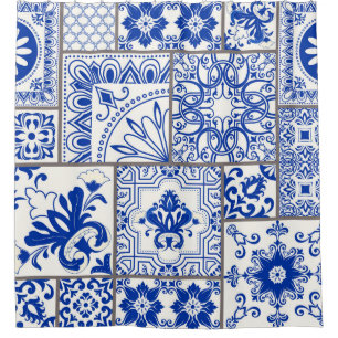 Victorian Majolica: Patchwork Tile Pattern. Shower Curtain