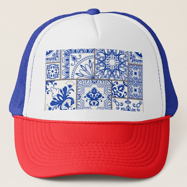 Victorian Majolica: Patchwork Tile Pattern. Trucker Hat (Front)
