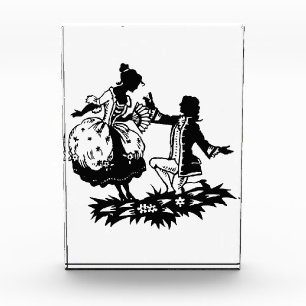 Victorian Man Proposing to Woman Silhouette Art  Photo Block