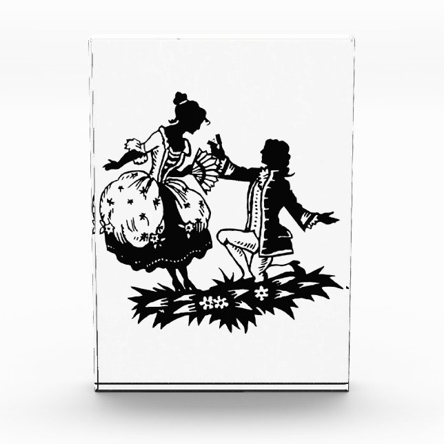 Victorian Man Proposing to Woman Silhouette Art  Photo Block (Front)