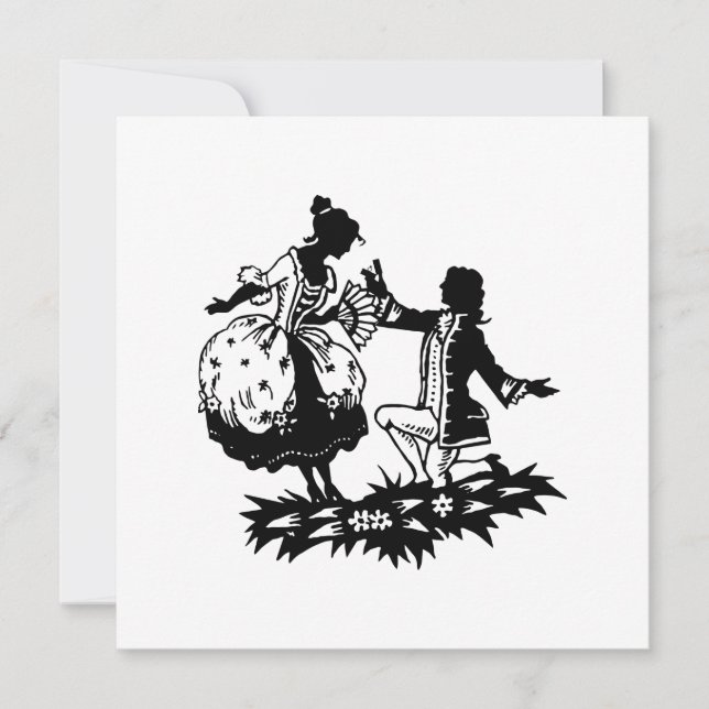 Victorian Man Proposing to Woman Silhouette Art Po Card (Front)
