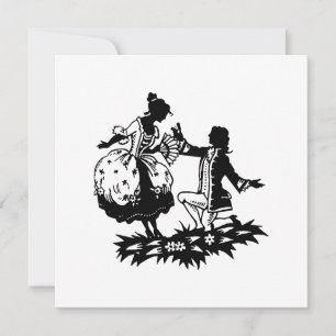 Victorian Man Proposing to Woman Silhouette Art Po Card