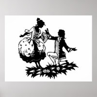 Victorian Man Proposing to Woman Silhouette Art